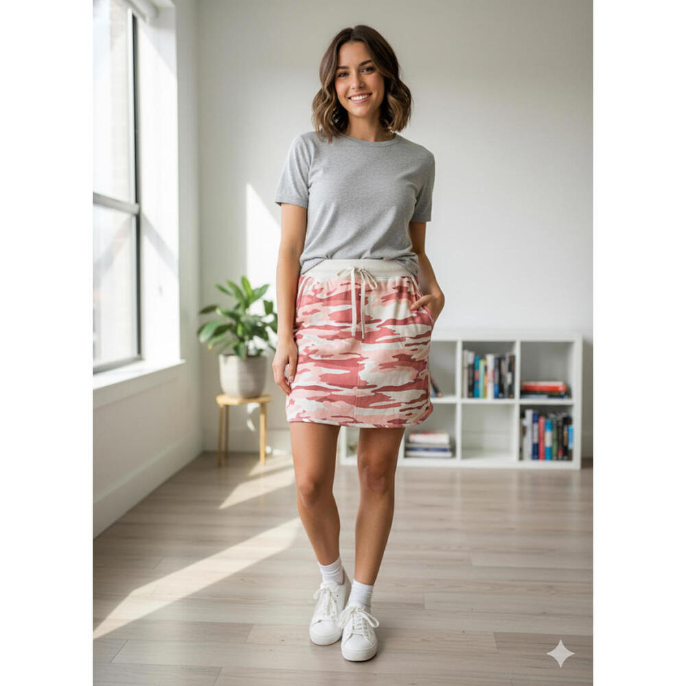 Talbots Pink Camouflage Drawstring Skirt L casual
